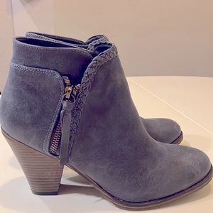 Blue suede ankle boots